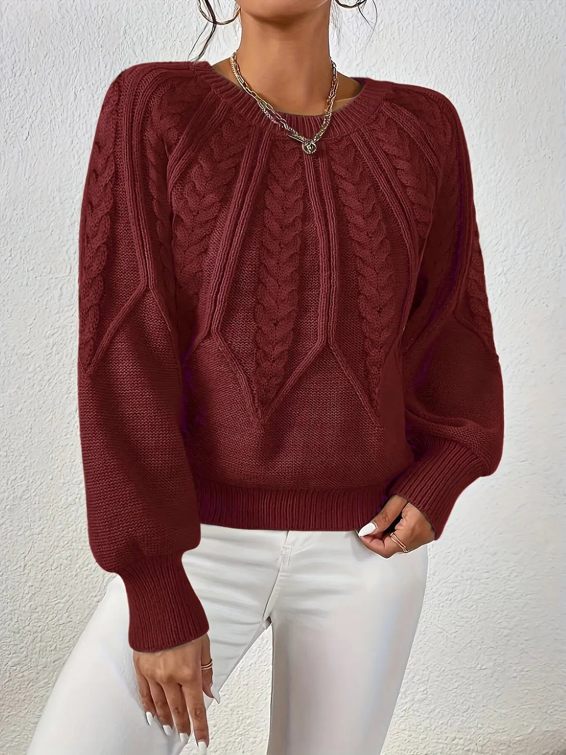womens cable knit sweater – Matcha