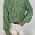 womens cable knit sweater – Matcha