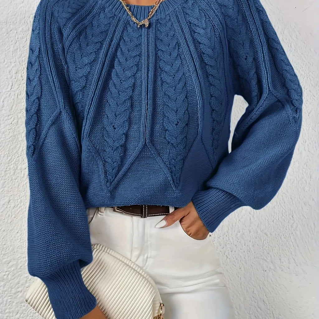 womens cable knit sweater – Navy
