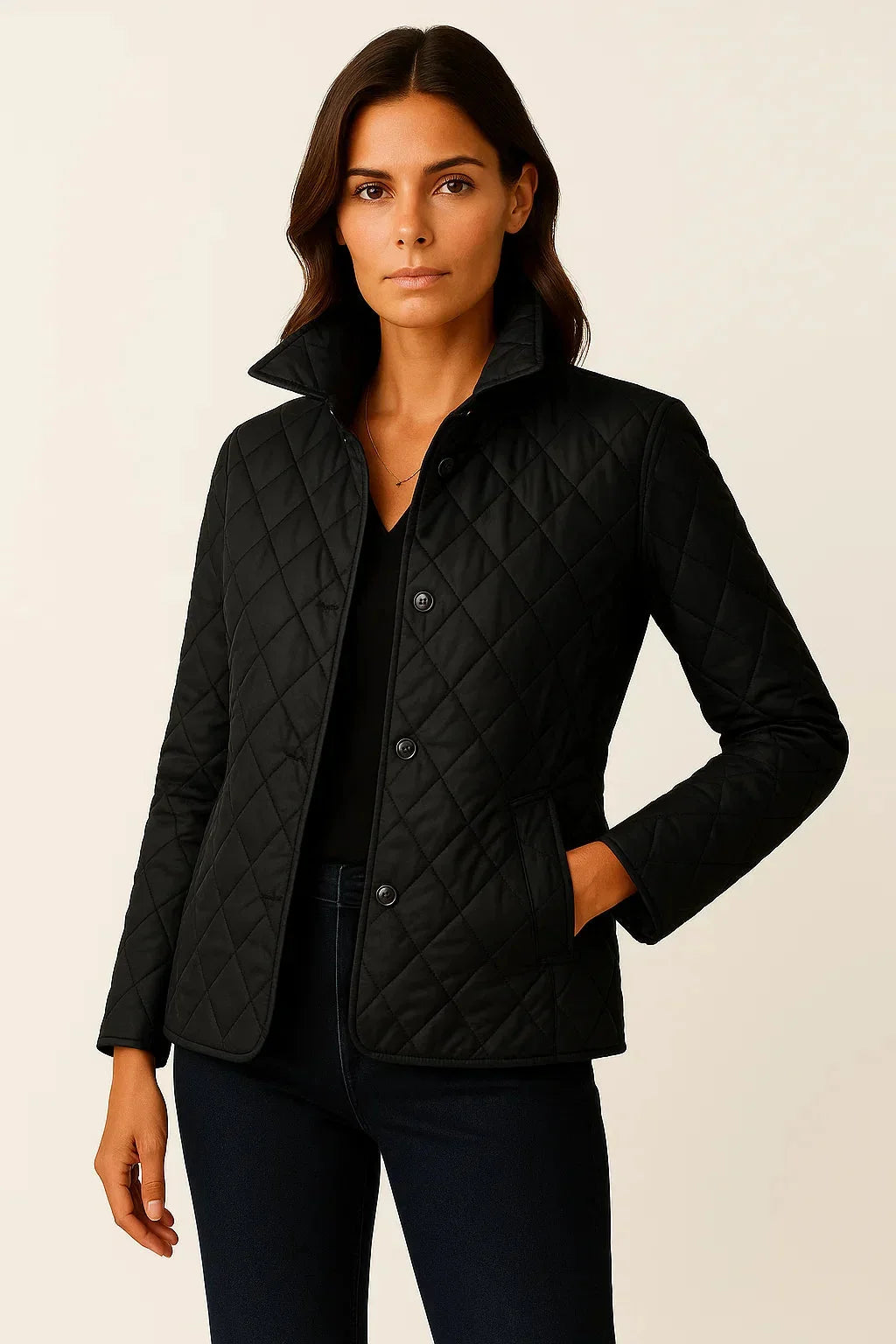 Anna Quilted Blazer for Women - Button Front Quilted Jacket