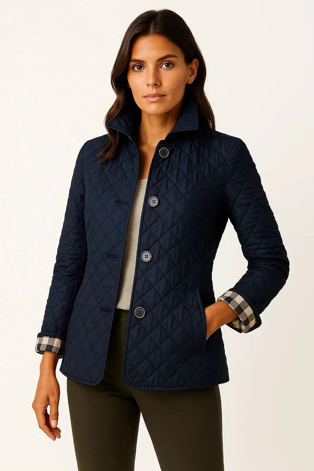 Anna Quilted Blazer for Women - Button Front Quilted Jacket