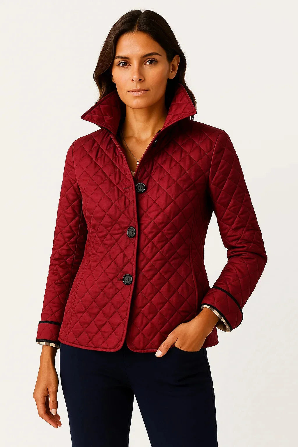 Anna Quilted Blazer for Women - Button Front Quilted Jacket