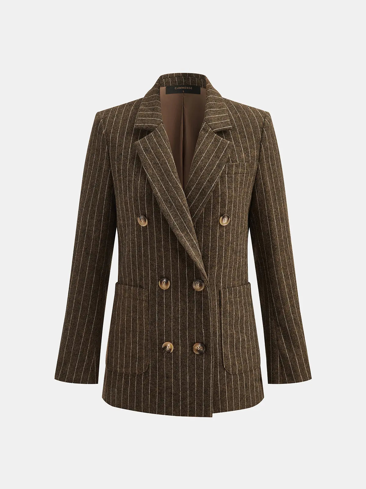 Beatrice Pinstripe Blazer Double Breasted Wool Blend