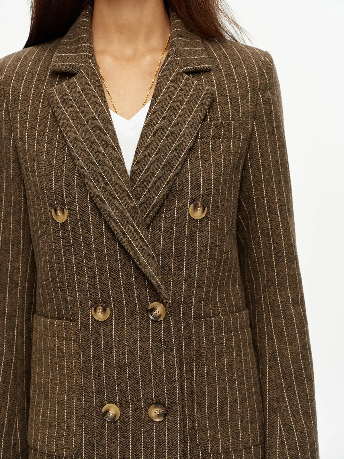 Beatrice Pinstripe Blazer Double Breasted Wool Blend