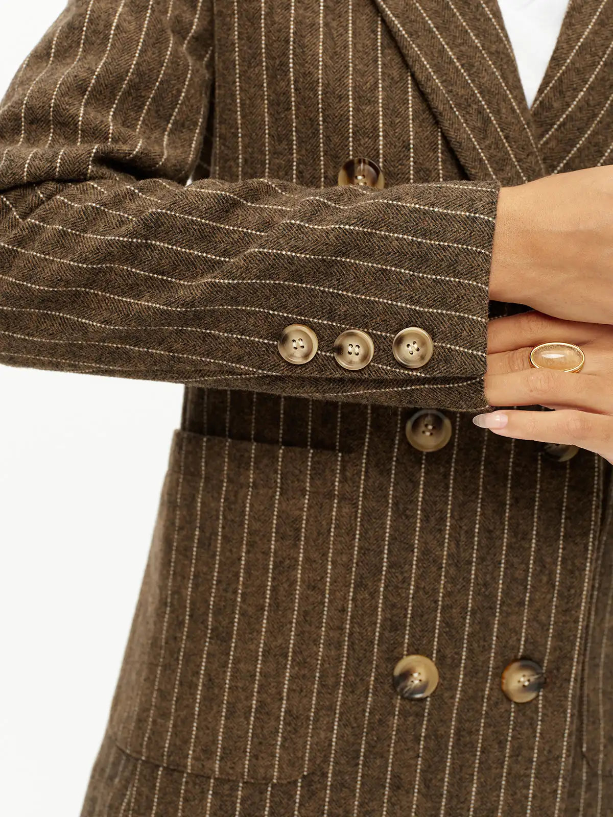Beatrice Pinstripe Blazer Double Breasted Wool Blend