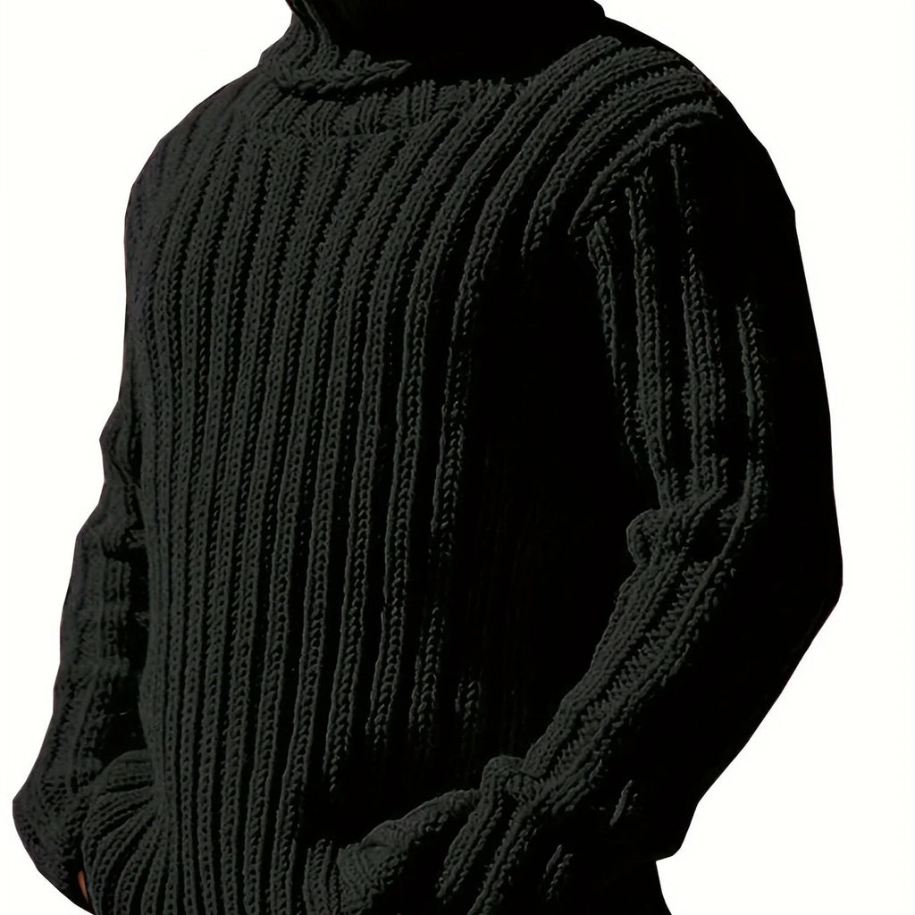 Black Sweater – Textured Ribbed Pullover