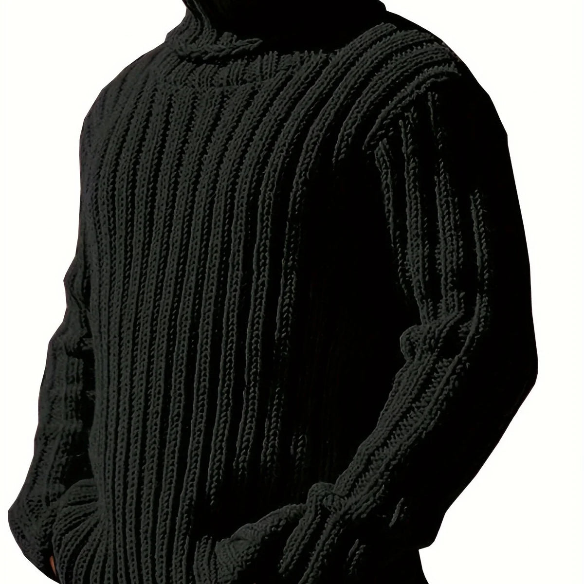 Black Sweater – Textured Ribbed Pullover