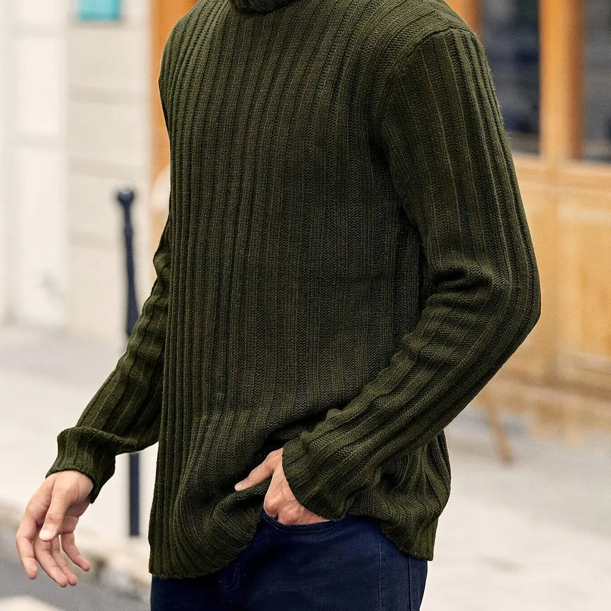 Black Sweater – Textured Ribbed Pullover