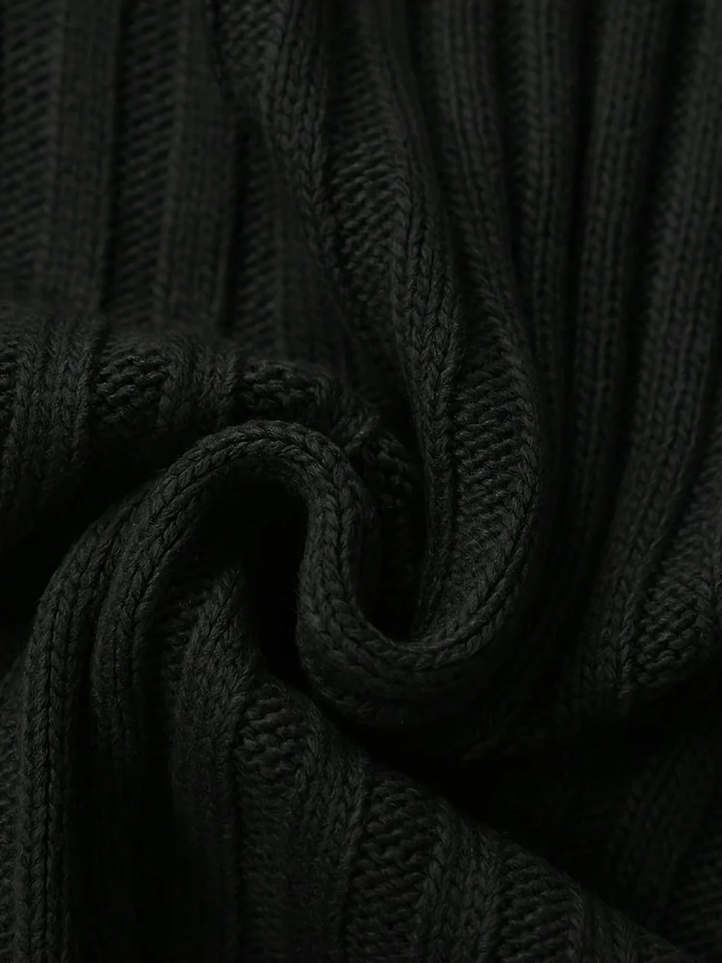 Black Sweater – Textured Ribbed Pullover