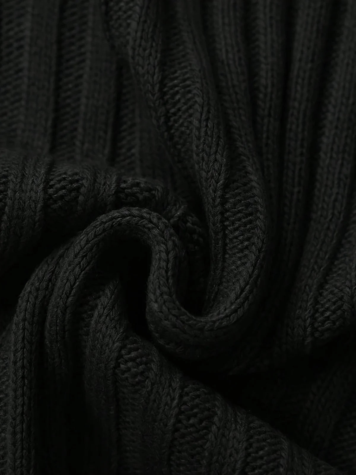 Black Sweater – Textured Ribbed Pullover