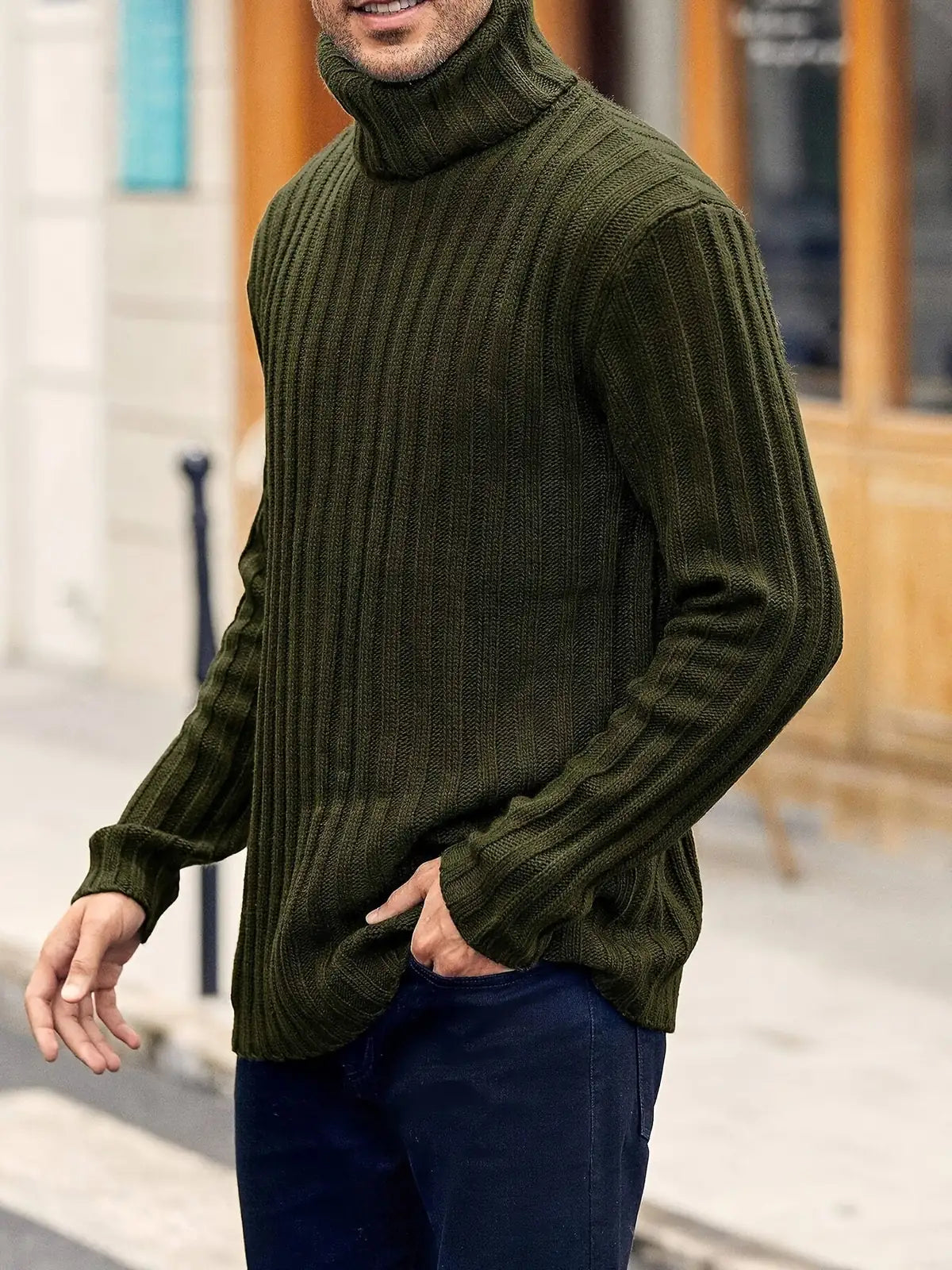 Black Sweater – Textured Ribbed Pullover