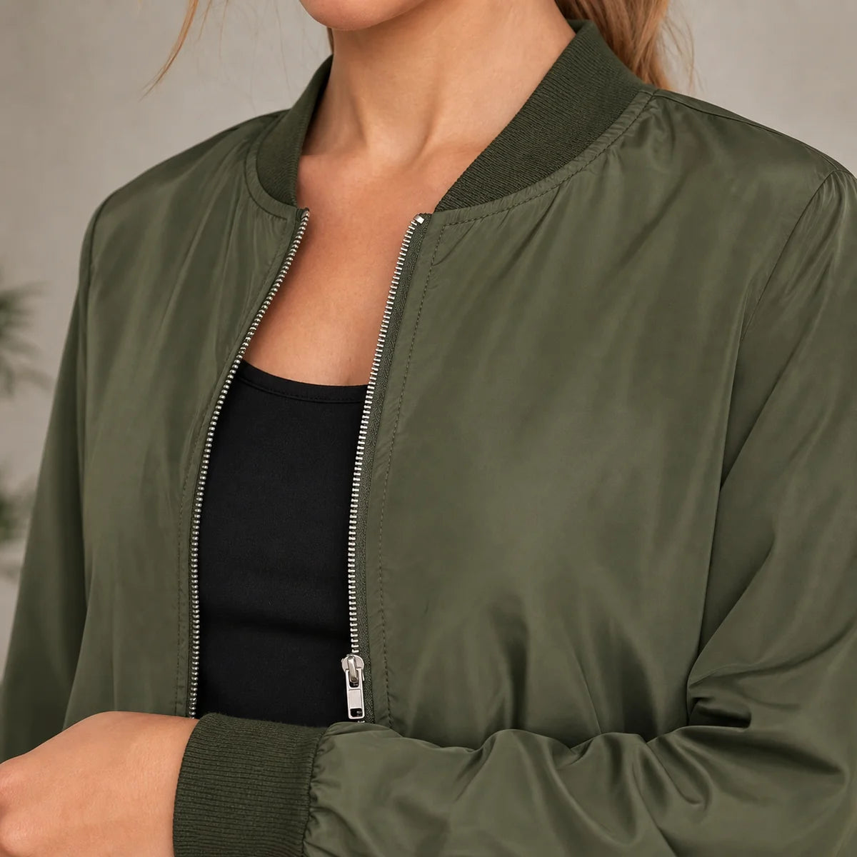 Bomber Jacket – Black Classic Zip-Front