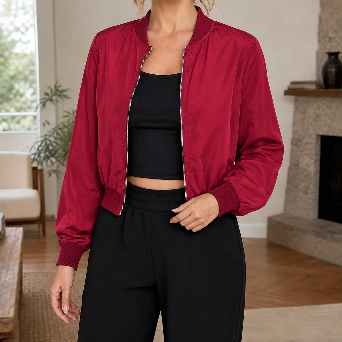 Bomber Jacket – Black Classic Zip-Front