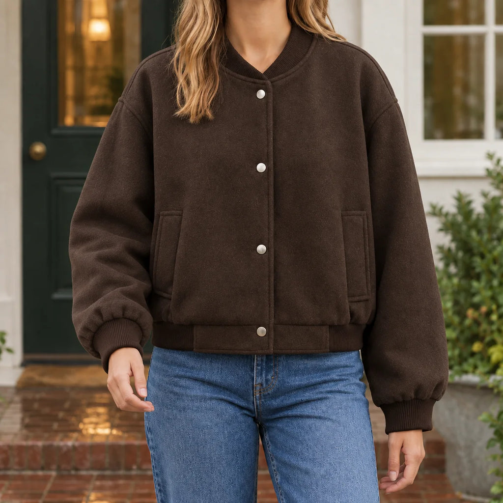 Bomber Jacket – Black Snap Front Relaxed