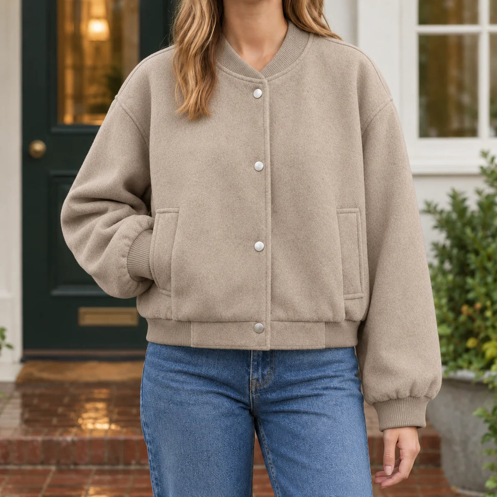 Bomber Jacket – Black Snap Front Relaxed