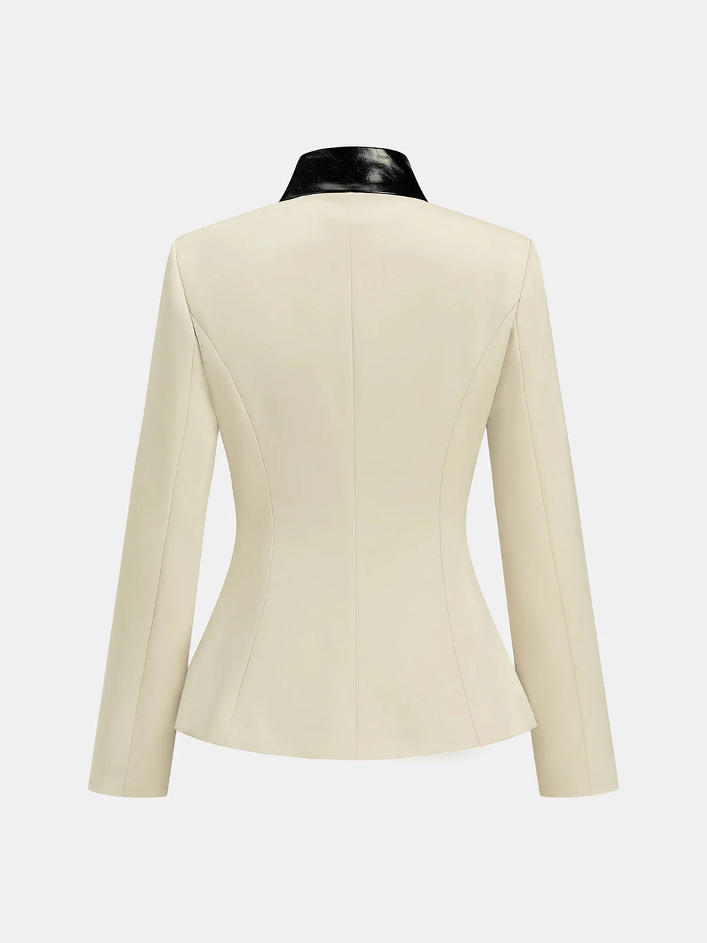Bridget Fitted Blazer Faux Leather Collar Buckle Detail