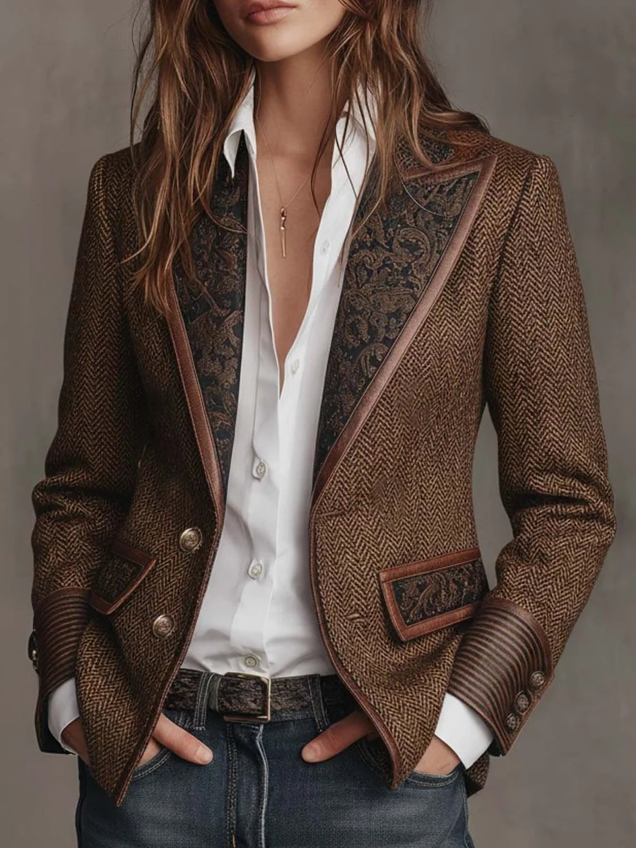 Carla Button Down Blazer for Women - Lapel Collar Tailored Blazer