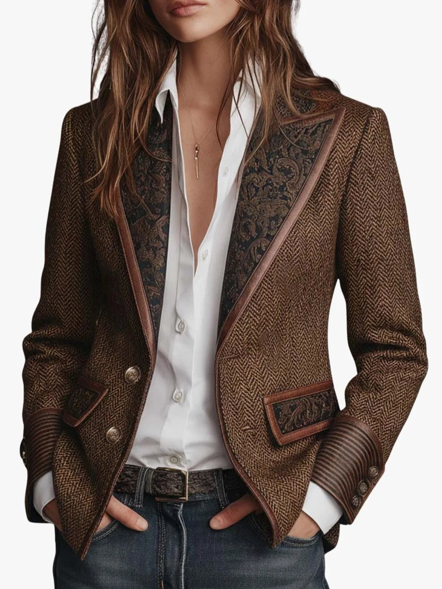 Carla Button Down Blazer for Women - Lapel Collar Tailored Blazer