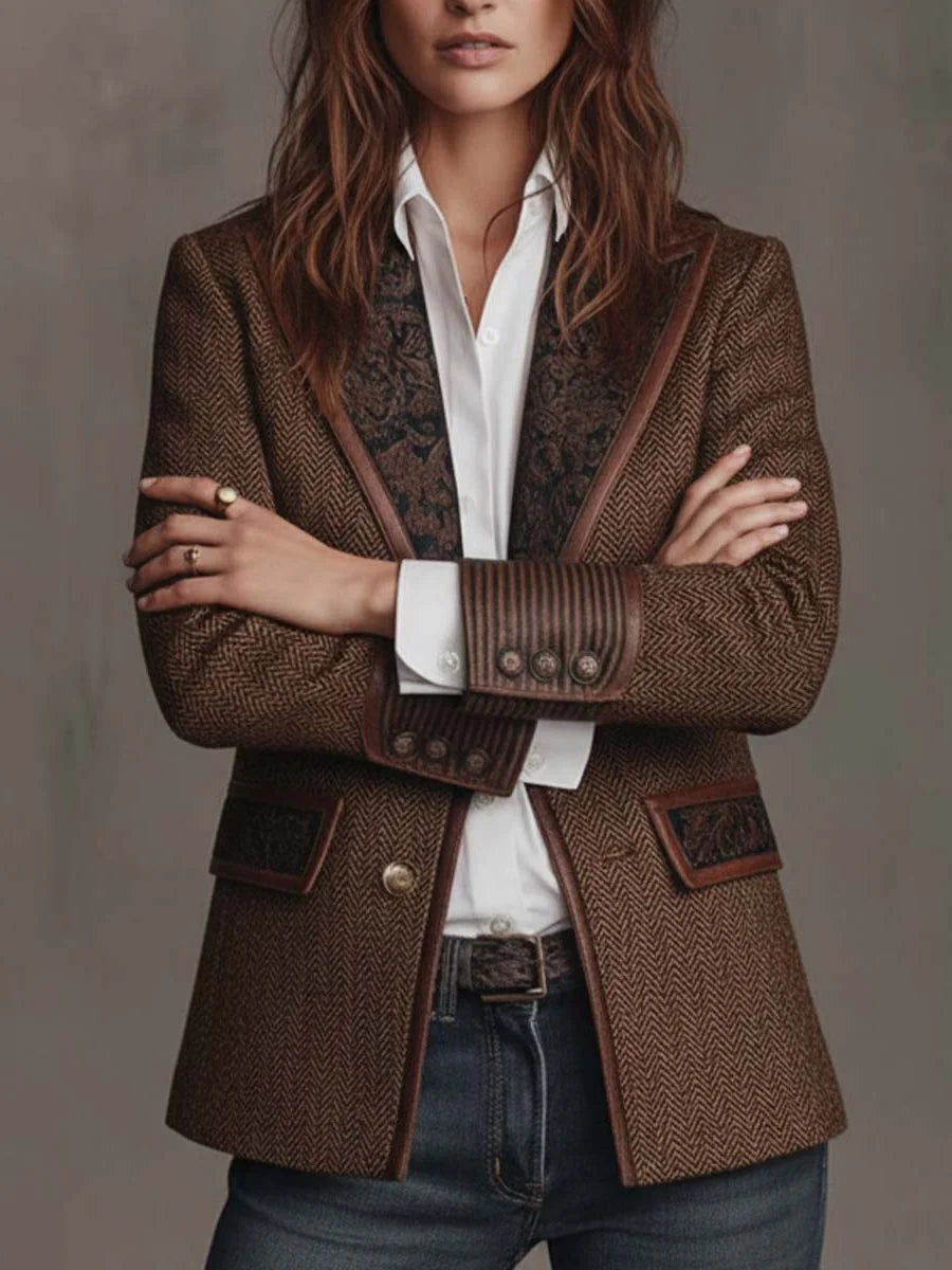 Carla Button Down Blazer for Women - Lapel Collar Tailored Blazer