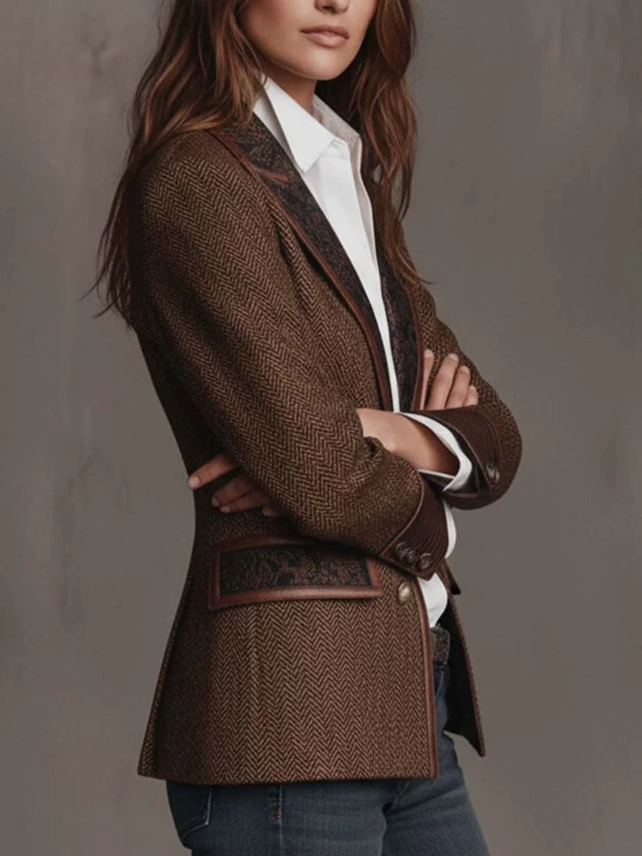 Carla Button Down Blazer for Women - Lapel Collar Tailored Blazer