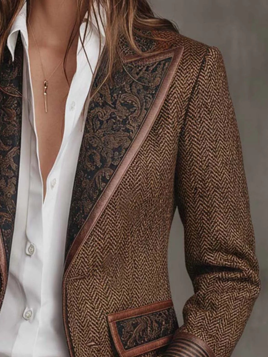 Carla Button Down Blazer for Women - Lapel Collar Tailored Blazer