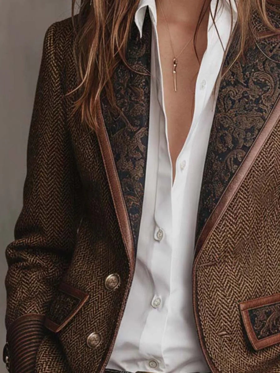 Carla Button Down Blazer for Women - Lapel Collar Tailored Blazer