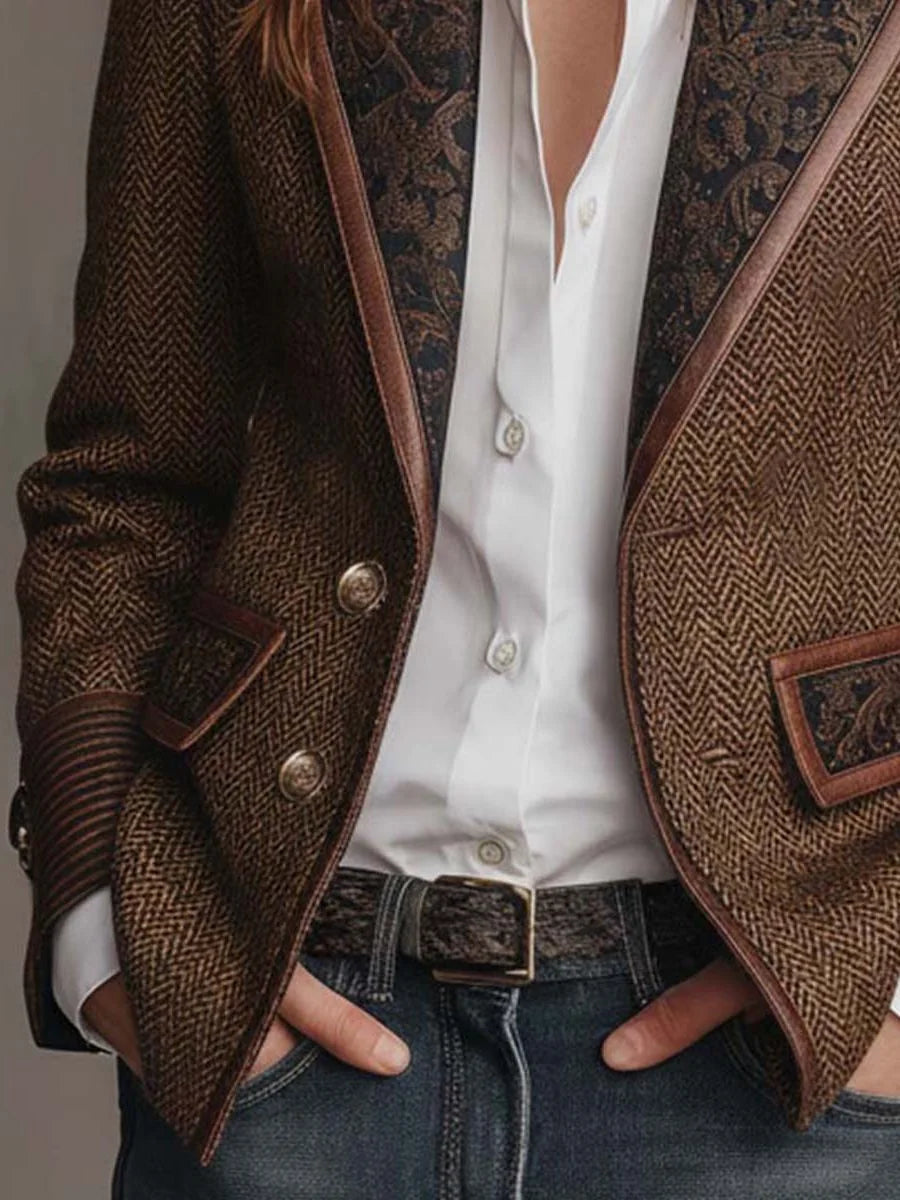 Carla Button Down Blazer for Women - Lapel Collar Tailored Blazer