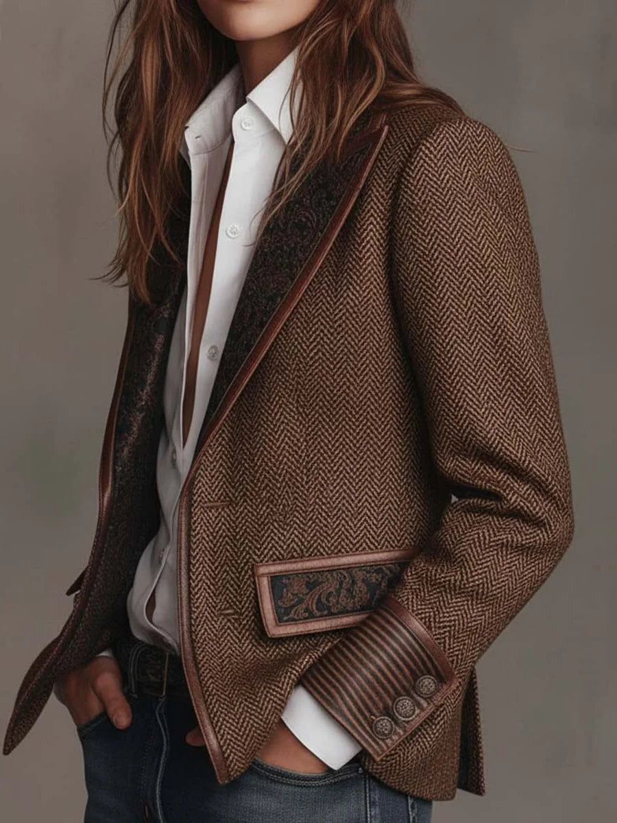 Carla Button Down Blazer for Women - Lapel Collar Tailored Blazer
