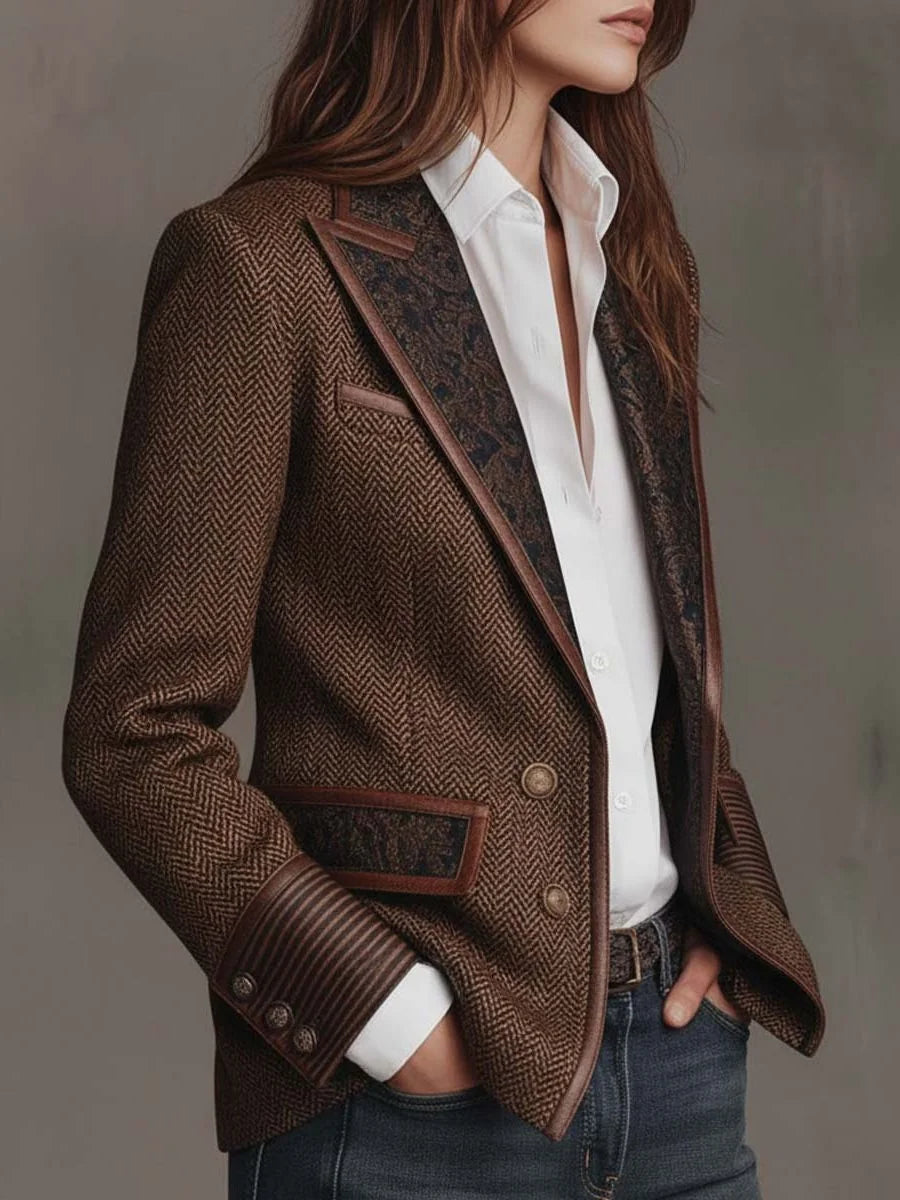 Carla Button Down Blazer for Women - Lapel Collar Tailored Blazer