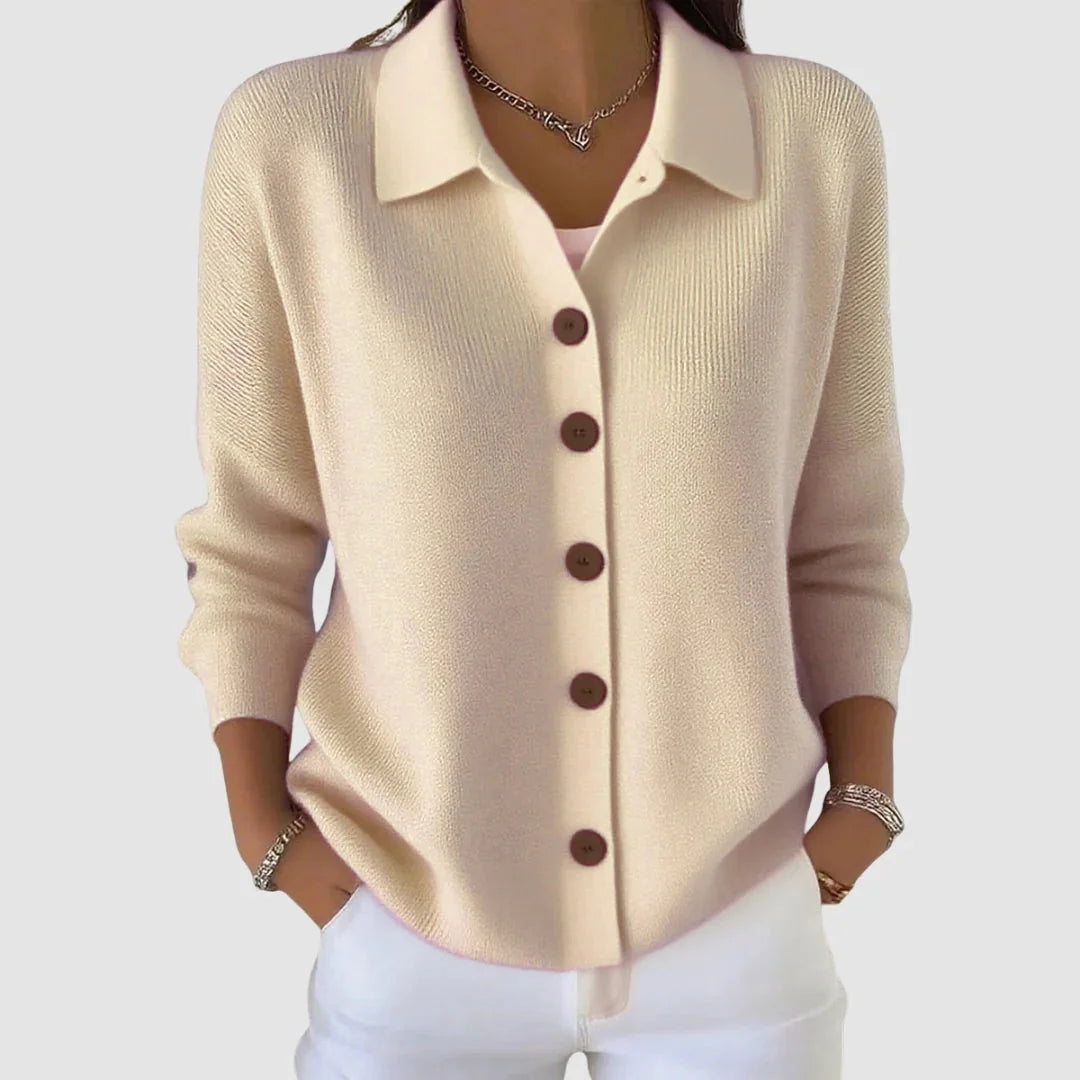 Collared Button Front Cardigan Sweater