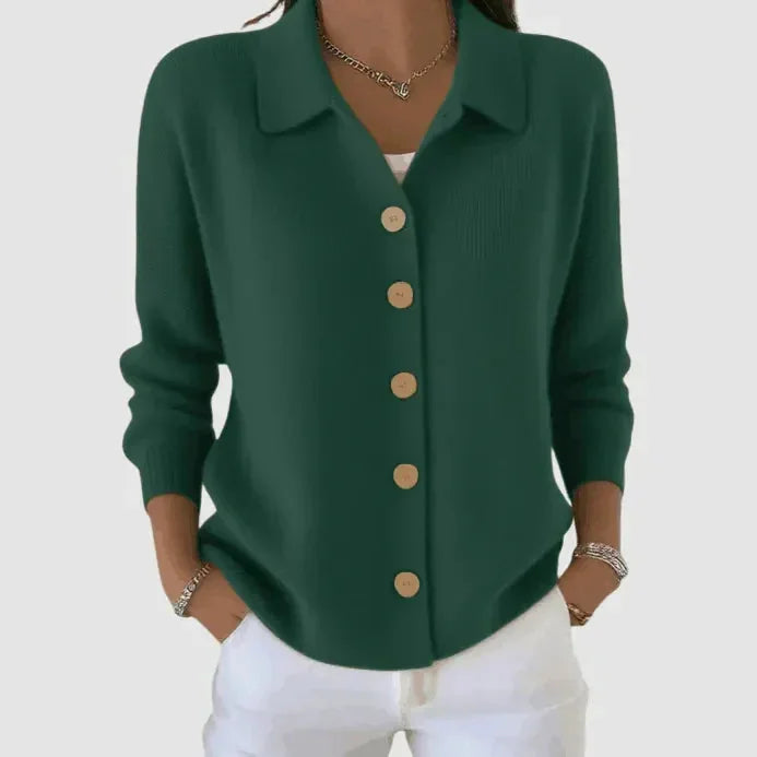 Collared Button Front Cardigan Sweater