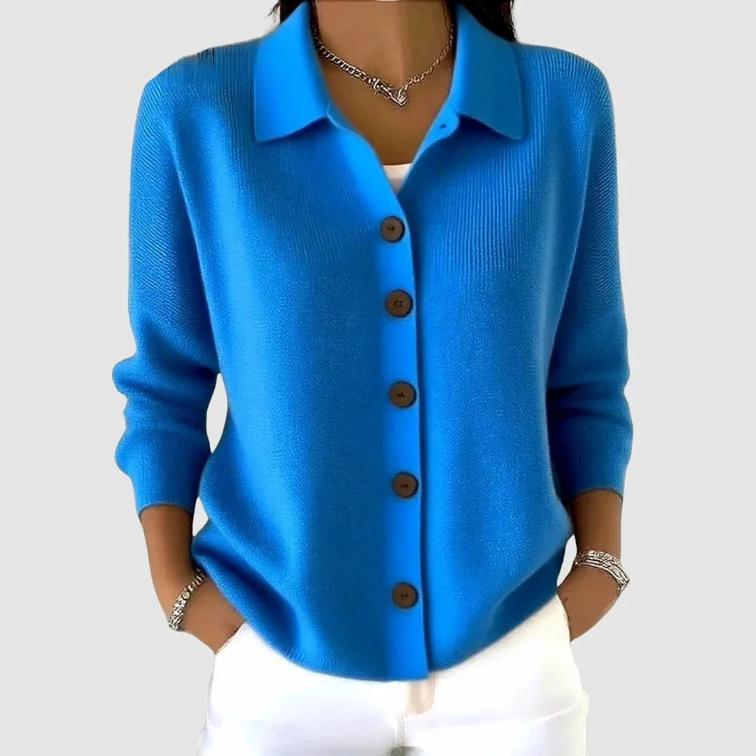 Collared Button Front Cardigan Sweater