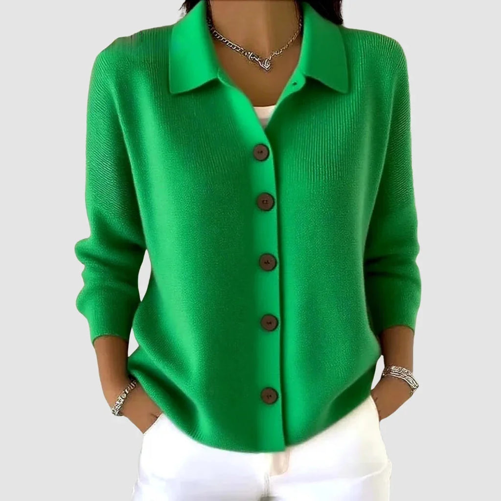 Collared Button Front Cardigan Sweater