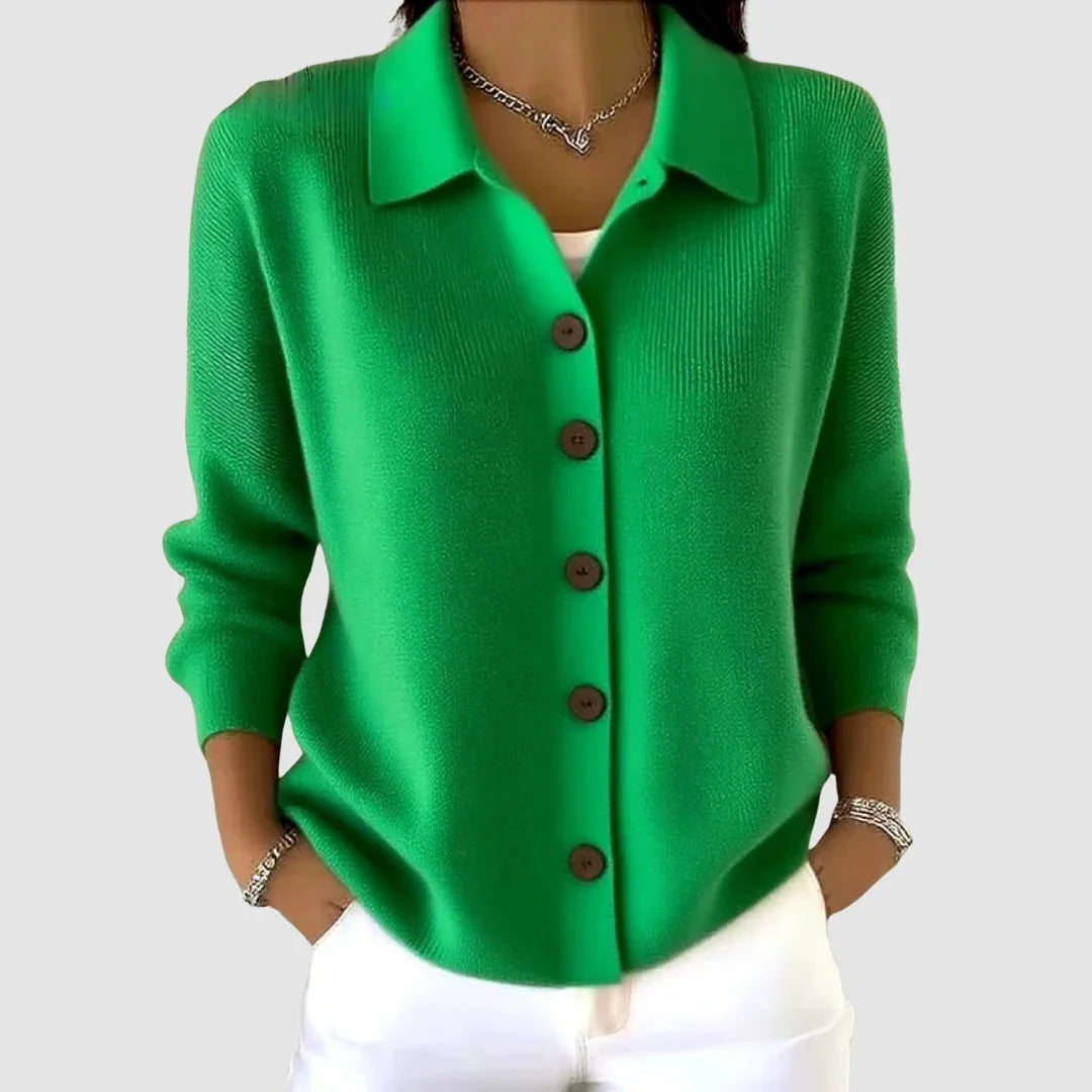 Collared Button Front Cardigan Sweater