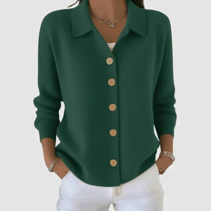 Collared Button Front Cardigan Sweater