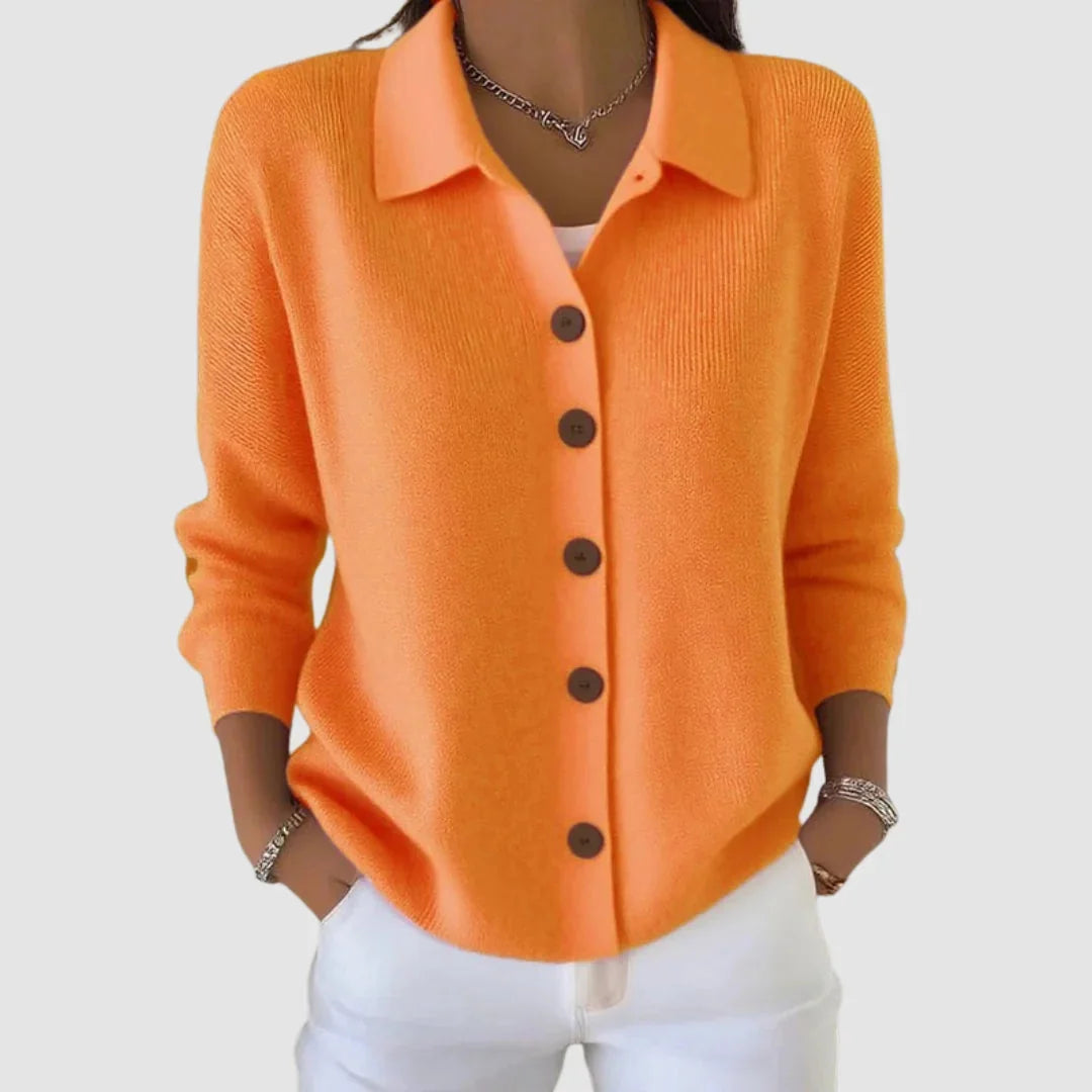 Collared Button Front Cardigan Sweater