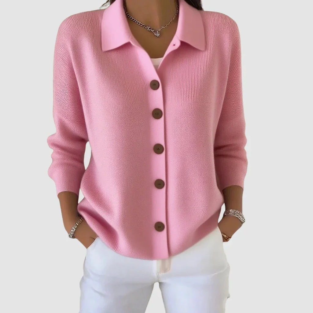 Collared Button Front Cardigan Sweater