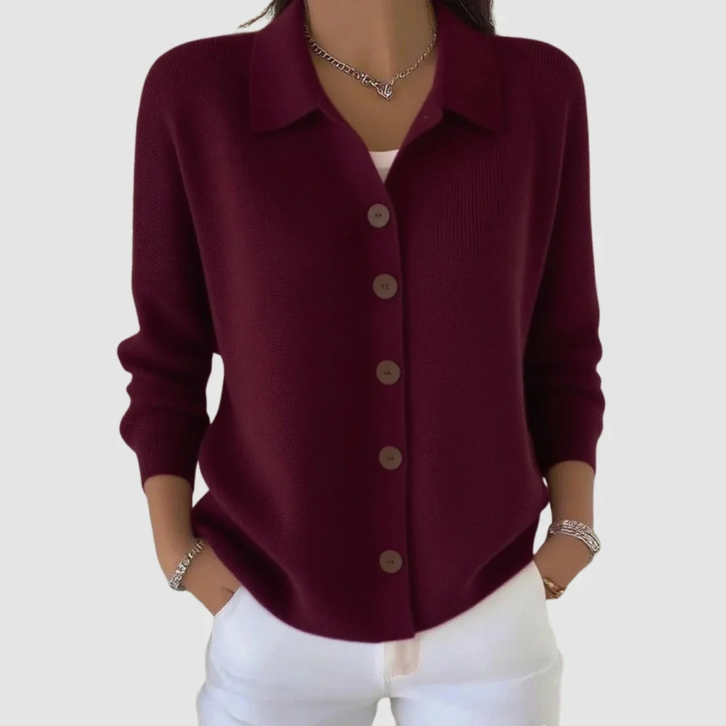 Collared Button Front Cardigan Sweater