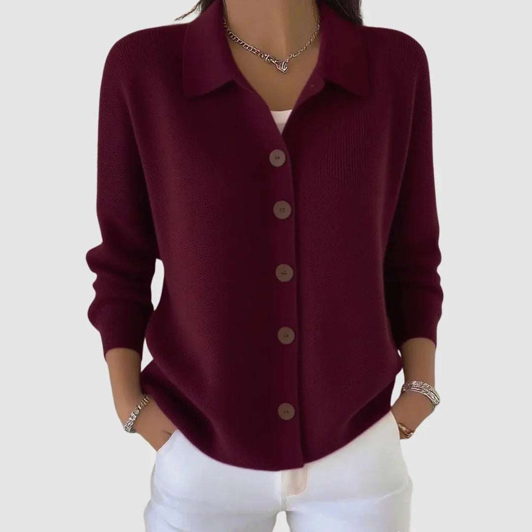 Collared Button Front Cardigan Sweater