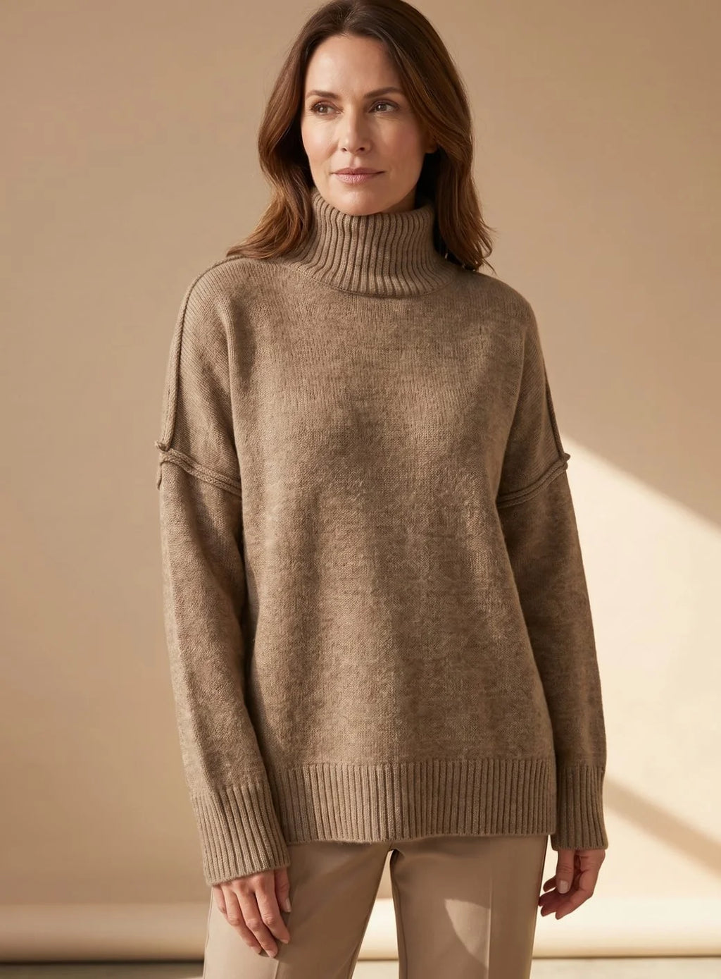 knit pants set women – Beige