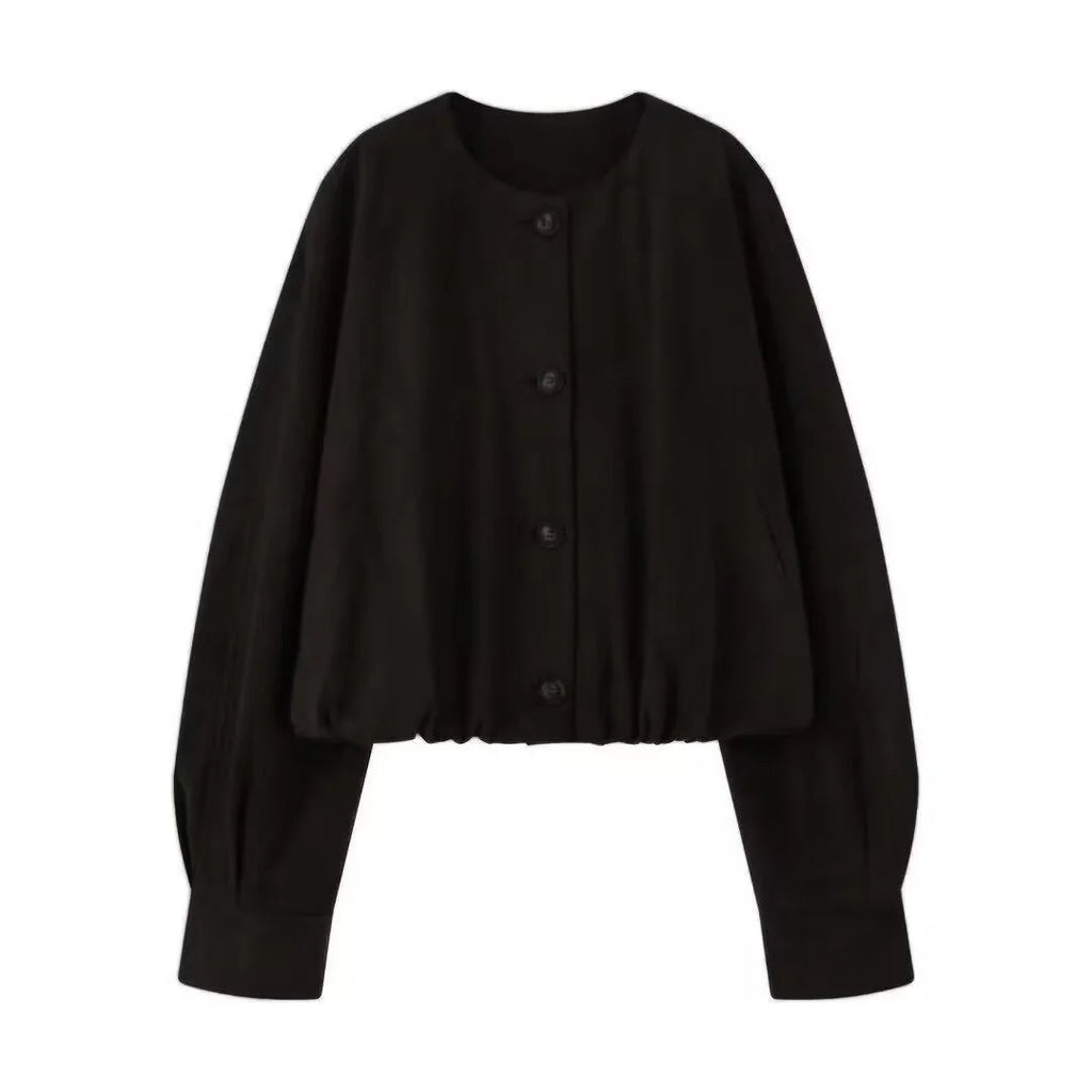 Cropped Velour Jacket Balloon Sleeve