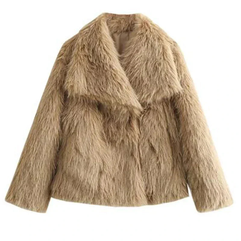 Faux Fur Coat – White Cropped Plush Winter Jacket