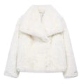 Faux Fur Coat – White Cropped Plush Winter Jacket