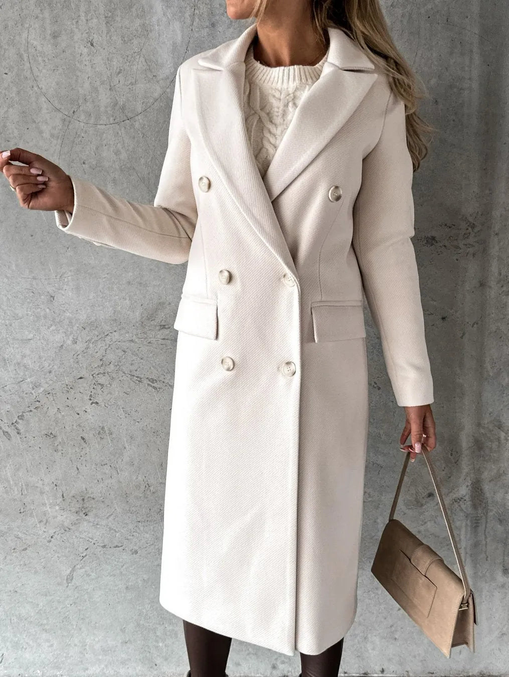 Fitted Double Breasted Winter Coat for Women