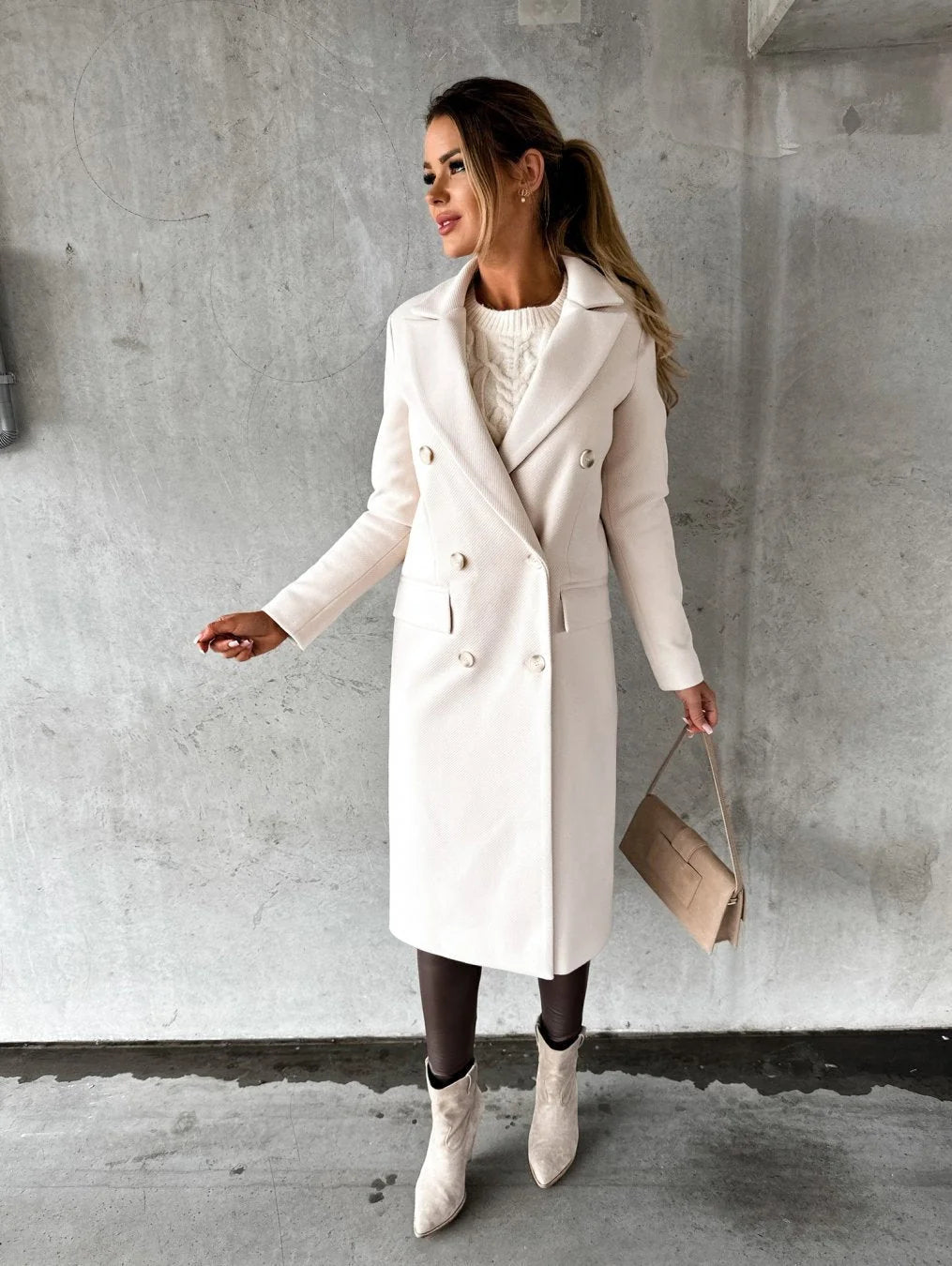 Fitted Double Breasted Winter Coat for Women
