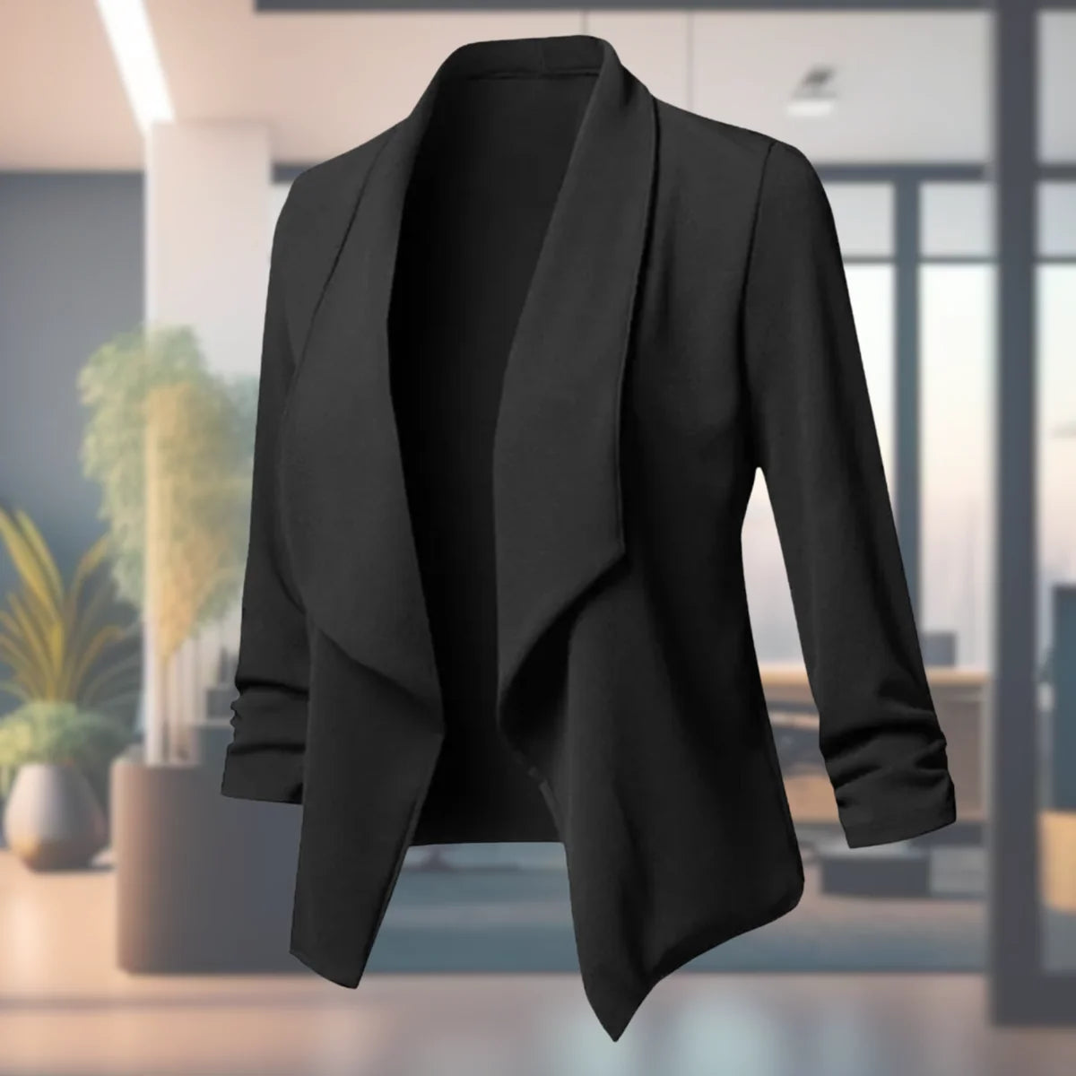 Isabella Slim Blazer for Women - Draped Shawl Collar Jacket