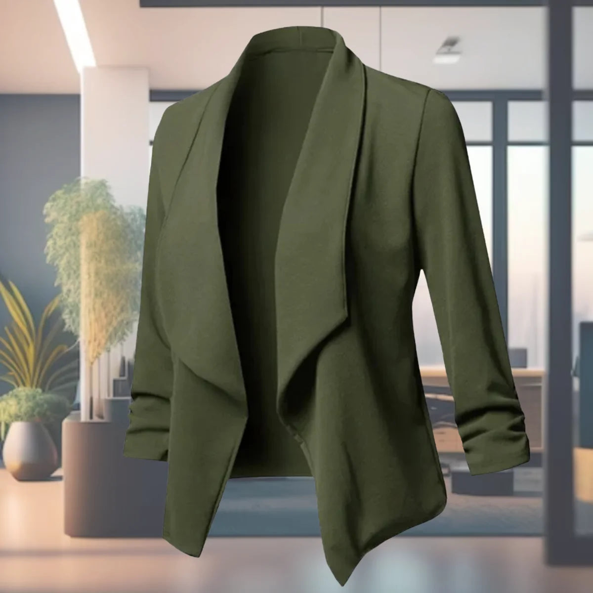 Isabella Slim Blazer for Women - Draped Shawl Collar Jacket
