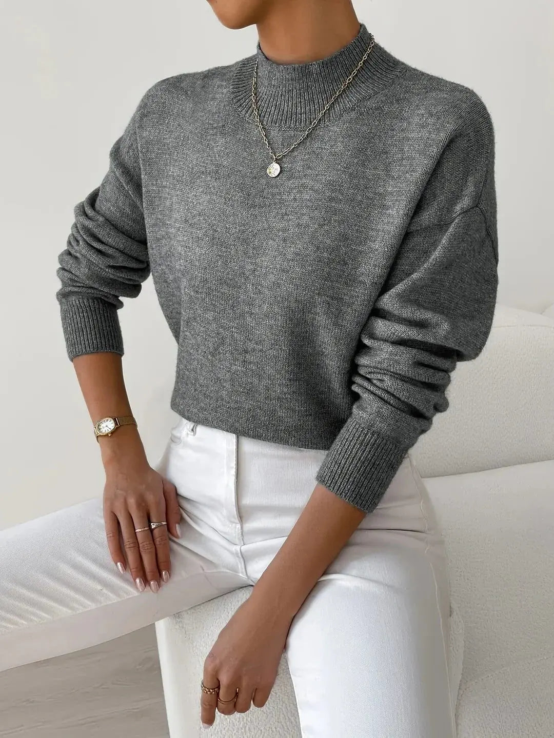 Kendra Ribbed Turtleneck Sweater for Women - Fitted Roll Neck Knit