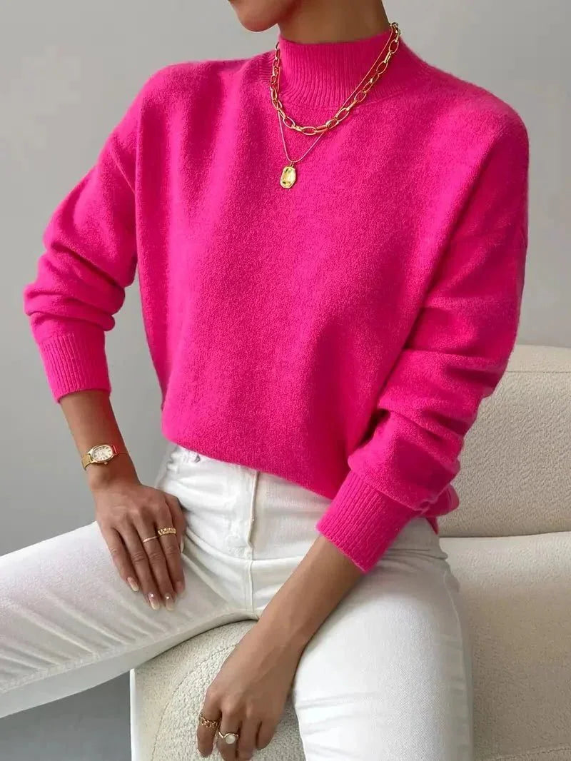Kendra Ribbed Turtleneck Sweater for Women - Fitted Roll Neck Knit