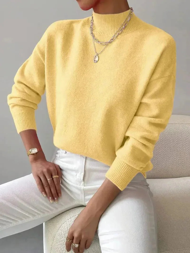 Kendra Ribbed Turtleneck Sweater for Women - Fitted Roll Neck Knit